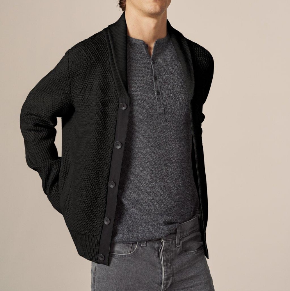 Rag and Bone Cardiff Shawl men's sweater cardigan black